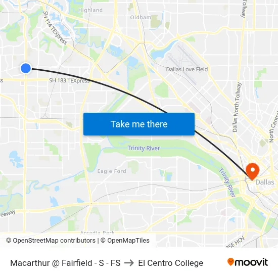 Macarthur @ Fairfield - S - FS to El Centro College map