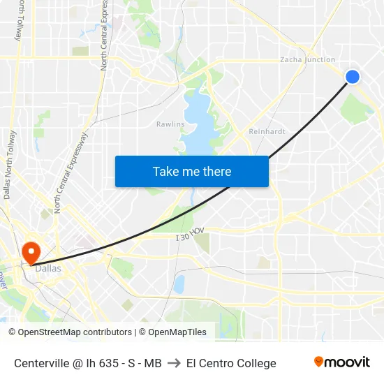 Centerville @ Ih 635 - S - MB to El Centro College map