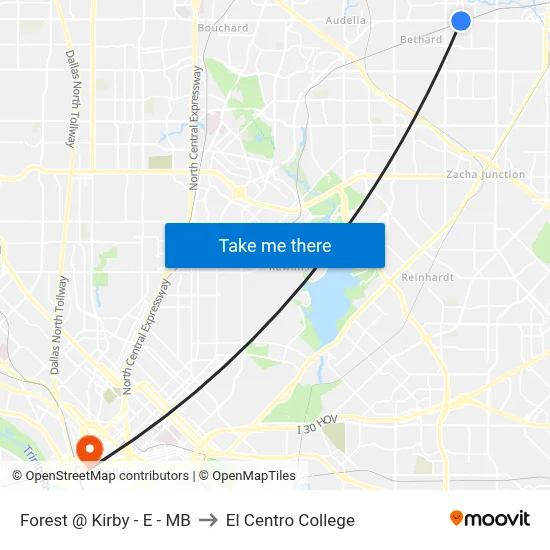 Forest @ Kirby - E - MB to El Centro College map