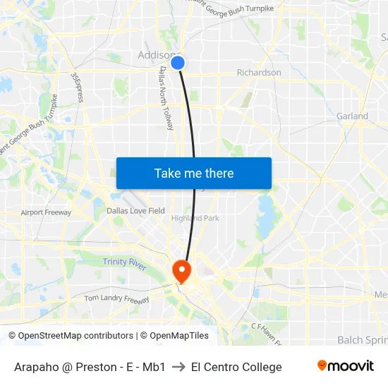 Arapaho @ Preston - E - Mb1 to El Centro College map