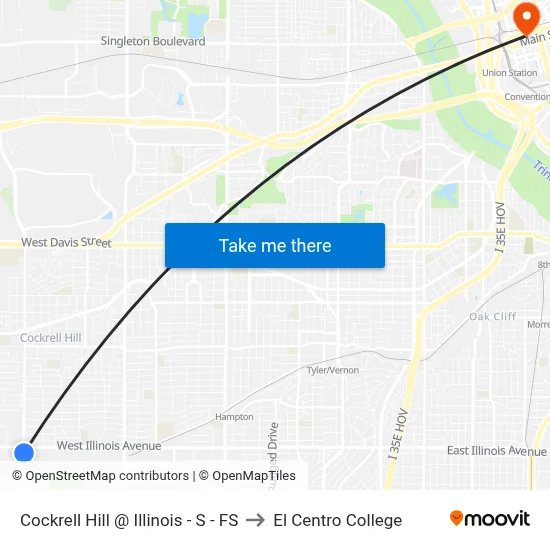 Cockrell Hill @ Illinois - S - FS to El Centro College map