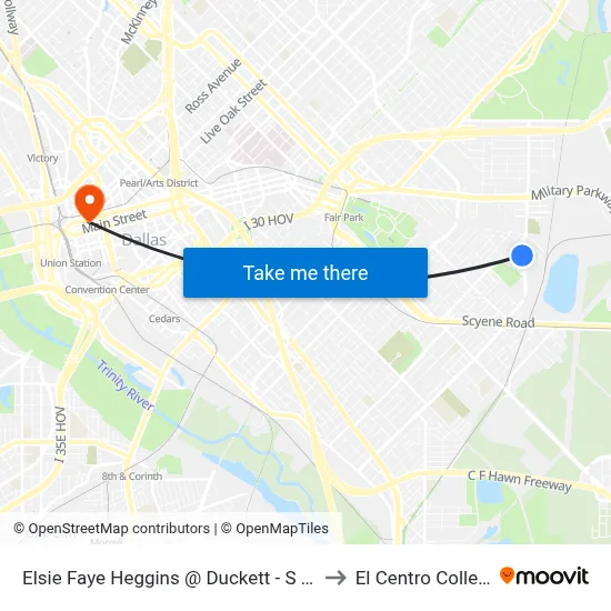 Elsie Faye Heggins @ Duckett - S - FS to El Centro College map