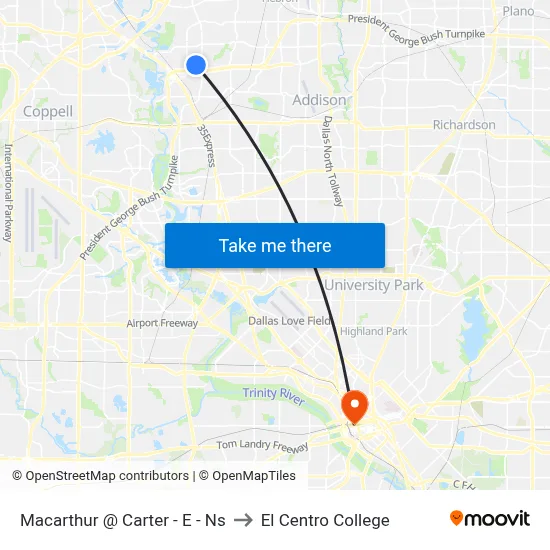 Macarthur @ Carter - E - Ns to El Centro College map