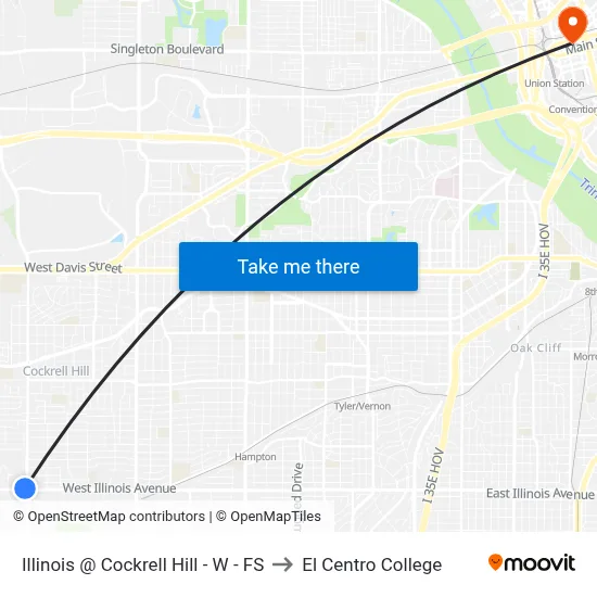Illinois @ Cockrell Hill - W - FS to El Centro College map