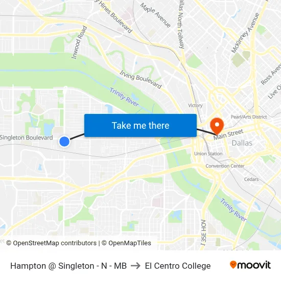 Hampton @ Singleton - N - MB to El Centro College map