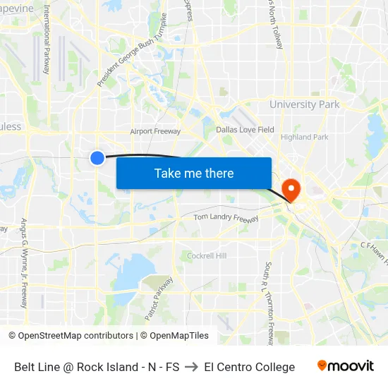 Belt Line @ Rock Island - N - FS to El Centro College map