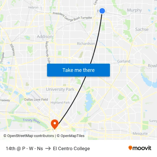 14th @ P - W - Ns to El Centro College map