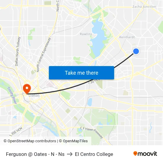 Ferguson @ Oates - N - Ns to El Centro College map