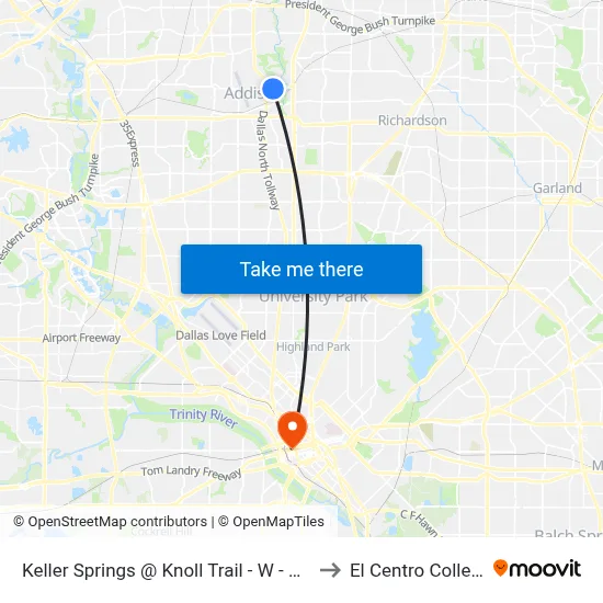 Keller Springs @ Knoll Trail - W - Mb2 to El Centro College map