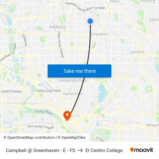 Campbell @ Greenhaven - E - FS to El Centro College map