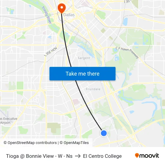 Tioga @ Bonnie View - W - Ns to El Centro College map