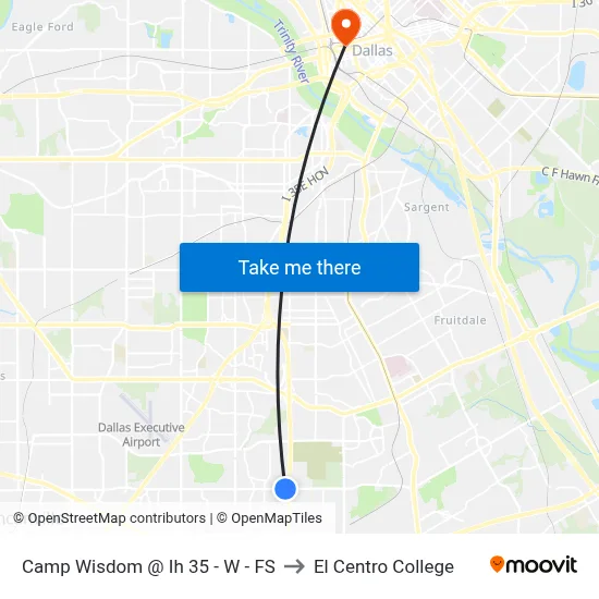 Camp Wisdom @ Ih 35 - W - FS to El Centro College map