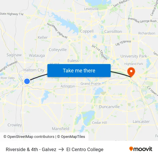 Riverside & 4th - Galvez to El Centro College map
