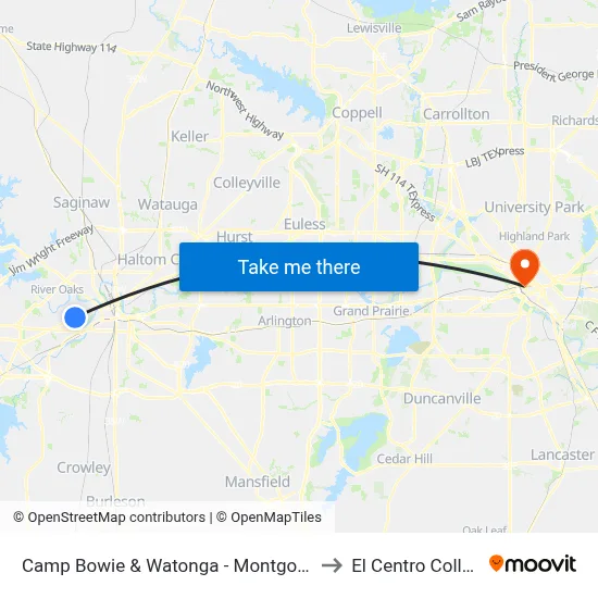 Camp Bowie & Watonga - Montgomery to El Centro College map