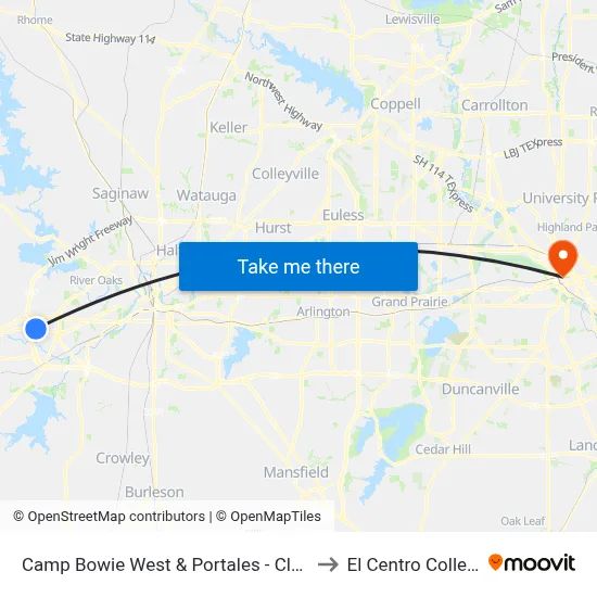 Camp Bowie West & Portales - Clovis to El Centro College map