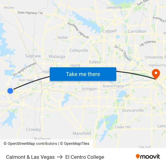 Calmont & Las Vegas to El Centro College map