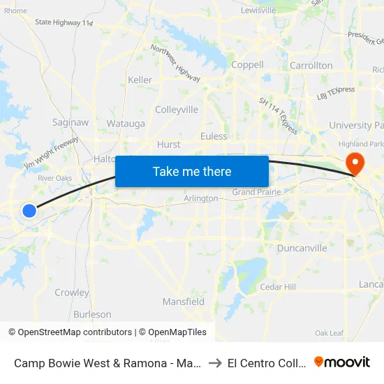 Camp Bowie West & Ramona - Marquita to El Centro College map