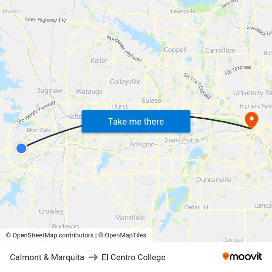 Calmont & Marquita to El Centro College map