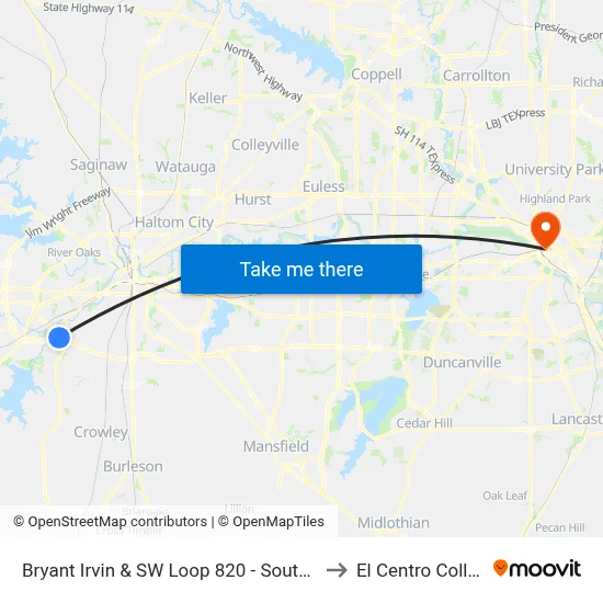Bryant Irvin & SW Loop 820 - Southwest to El Centro College map