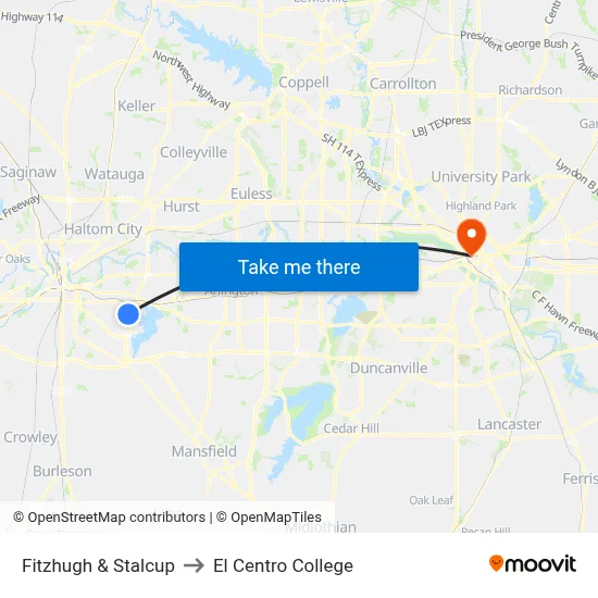 Fitzhugh & Stalcup to El Centro College map