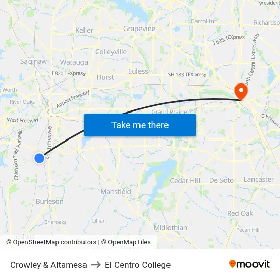 Crowley & Altamesa to El Centro College map