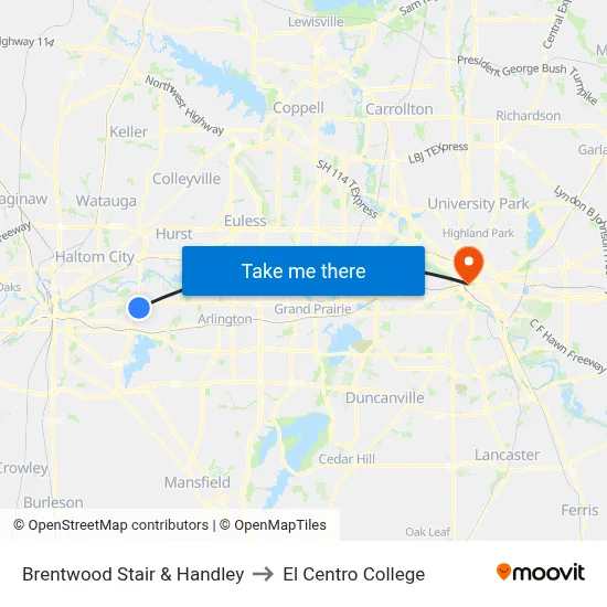 Brentwood Stair & Handley to El Centro College map