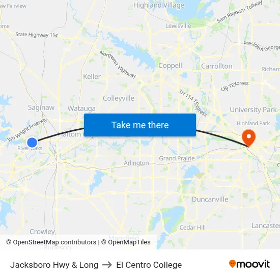 Jacksboro Hwy & Long to El Centro College map