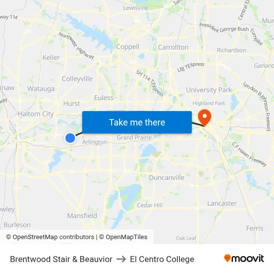 Brentwood Stair & Beauvior to El Centro College map