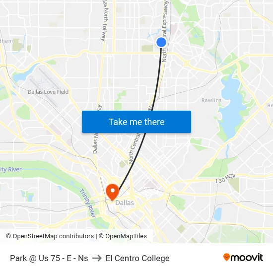 Park @ Us 75 - E - Ns to El Centro College map