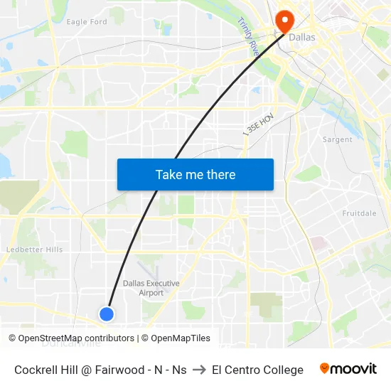 Cockrell Hill @ Fairwood - N - Ns to El Centro College map
