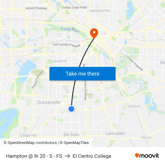 Hampton @ Ih 20 - S - FS to El Centro College map