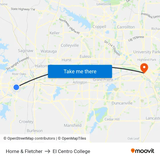 Horne & Fletcher to El Centro College map
