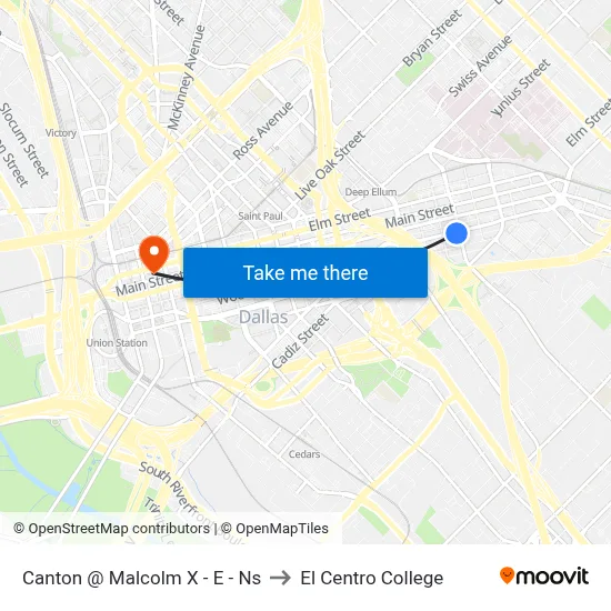Canton @ Malcolm X - E - Ns to El Centro College map