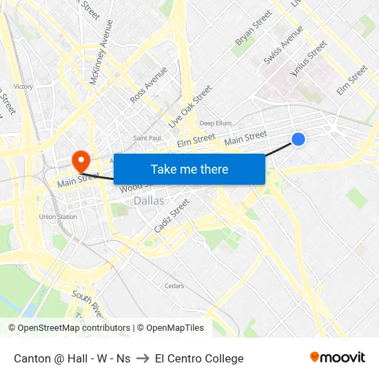 Canton @ Hall - W - Ns to El Centro College map