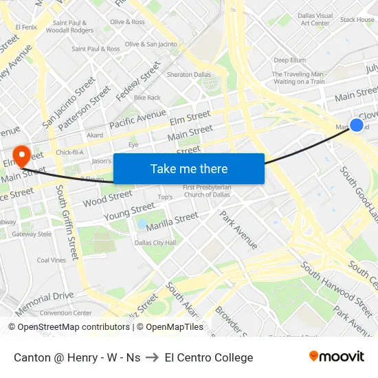 Canton @ Henry - W - Ns to El Centro College map