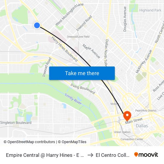 Empire Central @ Harry Hines - E - MB to El Centro College map