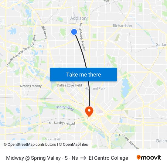 Midway @ Spring Valley - S - Ns to El Centro College map