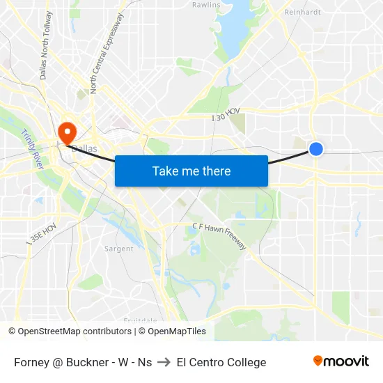 Forney @ Buckner - W - Ns to El Centro College map