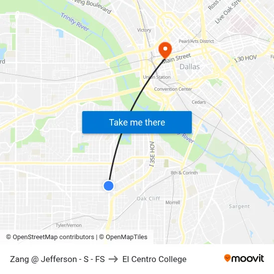Zang @ Jefferson - S - FS to El Centro College map