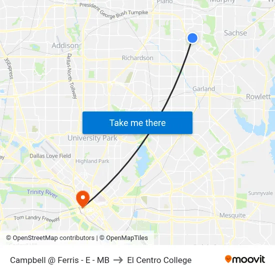 Campbell @ Ferris - E - MB to El Centro College map