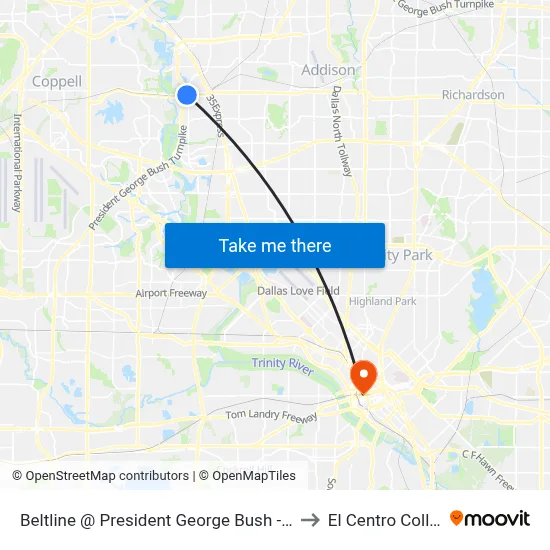 Beltline @ President George Bush - W- FS to El Centro College map