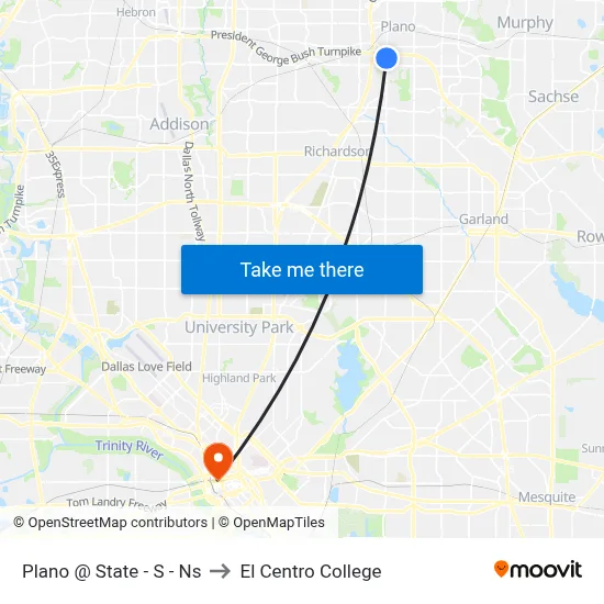 Plano @ State - S - Ns to El Centro College map