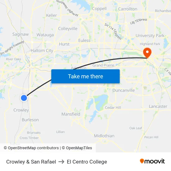 Crowley & San Rafael to El Centro College map