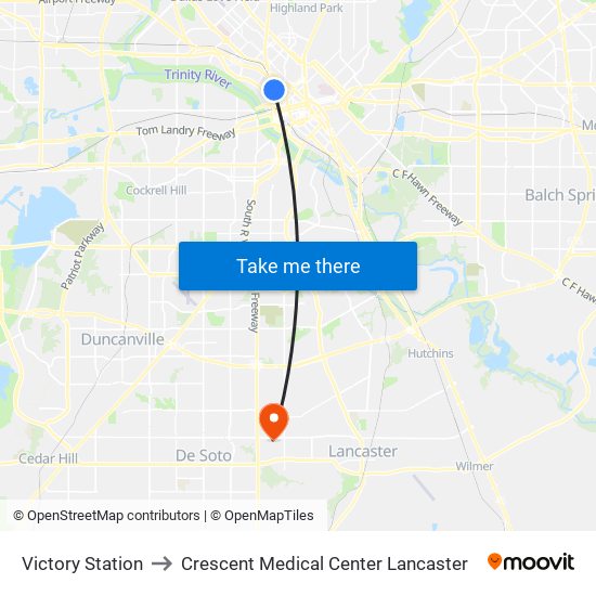 Victory Station to Crescent Medical Center Lancaster map