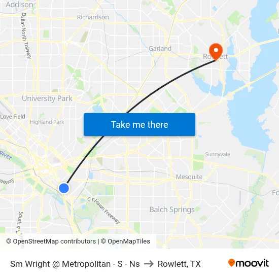 Sm Wright @ Metropolitan - S - Ns to Rowlett, TX map