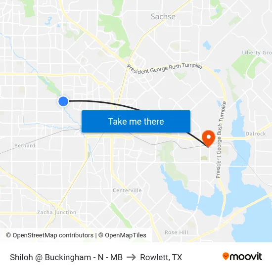 Shiloh @ Buckingham - N - MB to Rowlett, TX map