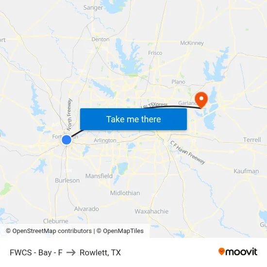 FWCS - Bay - F to Rowlett, TX map
