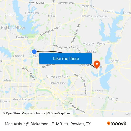 Mac Arthur @ Dickerson - E- MB to Rowlett, TX map