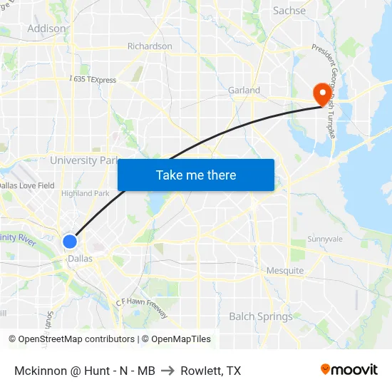 Mckinnon @ Hunt - N - MB to Rowlett, TX map