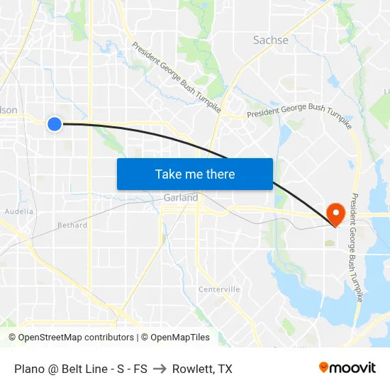 Plano @ Belt Line - S - FS to Rowlett, TX map